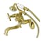 Kingston Brass KS246SB Wall Mount Clawfoot Tub Faucet with Hand Shower, Brushed Brass KS246SB - alternate 1